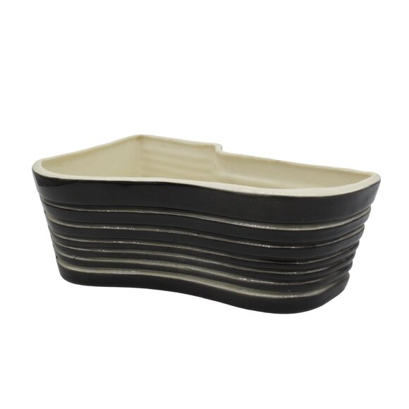 Vintage HORTON CERAMICS TEXAS 1950s Black White Stripe Midcentury Indoor Planter - Picture 1 of 10